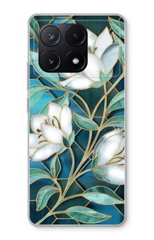 Blue stained glass flowers