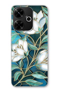 Blue stained glass flowers