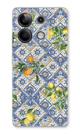 Blue tiles, lemons and oranges - small