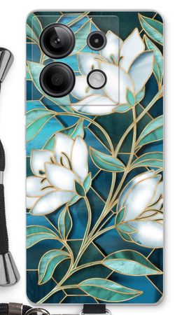 Blue stained glass flowers