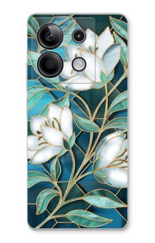 Blue stained glass flowers