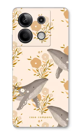 Floral Whales, Xiaomi Redmi Note 13 5G pehmeä kotelo