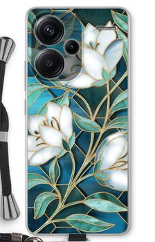 Blauwe glas-in-lood bloemen