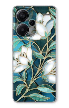 Blue stained glass flowers