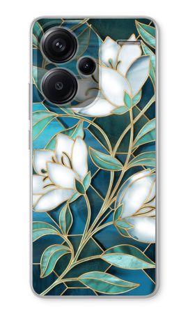 Blue stained glass flowers