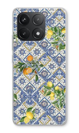 Blue tiles, lemons and oranges - small