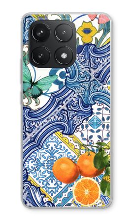 Blue tiles and oranges