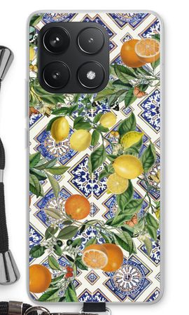 Blue tiles, lemons and oranges