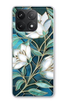 Blue stained glass flowers