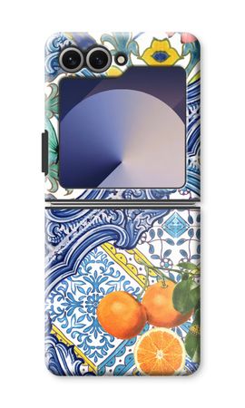 Blue tiles and oranges