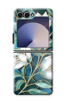 Blaue Glasmalerei Blumen