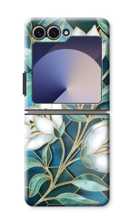 Blue stained glass flowers