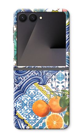 Blue tiles and oranges