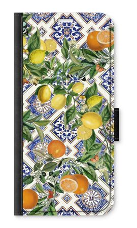 Blue tiles, lemons and oranges