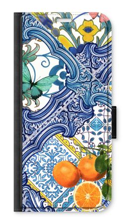 Blue tiles and oranges