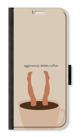 Aggressively drinks coffee