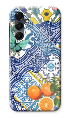 Blue tiles and oranges