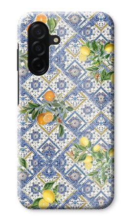 Blue tiles, lemons and oranges - small