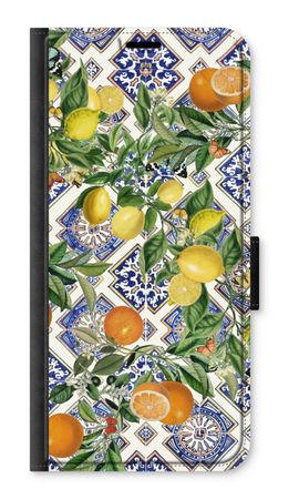 Blue tiles, lemons and oranges