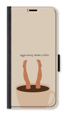 Aggressively drinks coffee