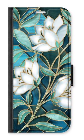 Blue stained glass flowers