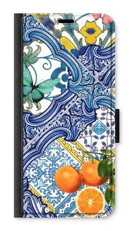 Blue tiles and oranges