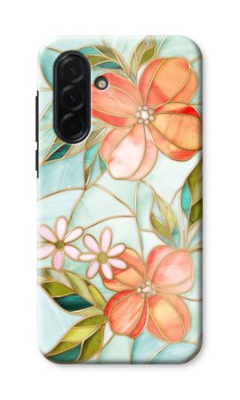 Orange stained glass flower