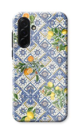 Blue tiles, lemons and oranges - small