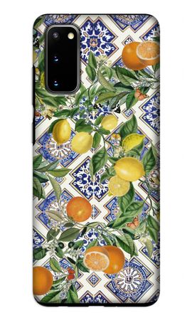 Blue tiles, lemons and oranges