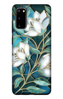 Blaue Glasmalerei Blumen