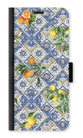 Blue tiles, lemons and oranges - small
