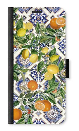 Blue tiles, lemons and oranges