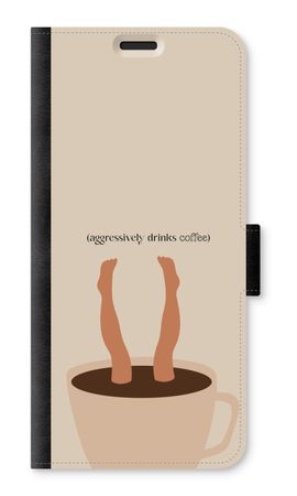 Aggressively drinks coffee