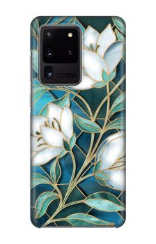 Blue stained glass flowers