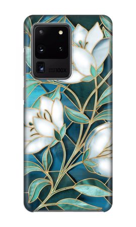 Blue stained glass flowers