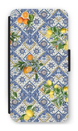 Blue tiles, lemons and oranges - small