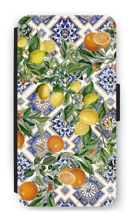 Blue tiles, lemons and oranges