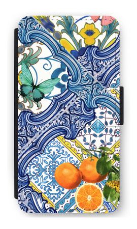 Blue tiles and oranges