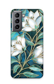 Blue stained glass flowers