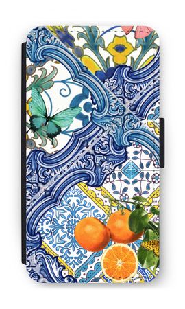 Blue tiles and oranges
