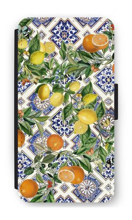 Blue tiles, lemons and oranges