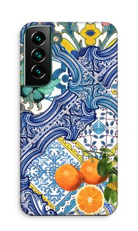 Blue tiles and oranges