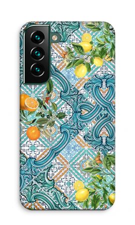Blue tiles, lemons and oranges