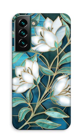 Blue stained glass flowers