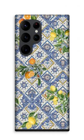Blue tiles, lemons and oranges - small