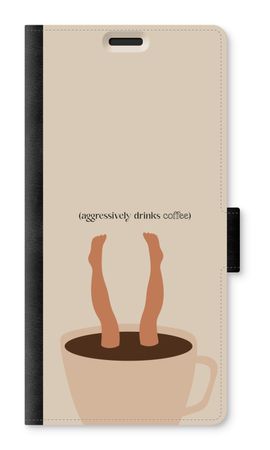 Aggressively drinks coffee