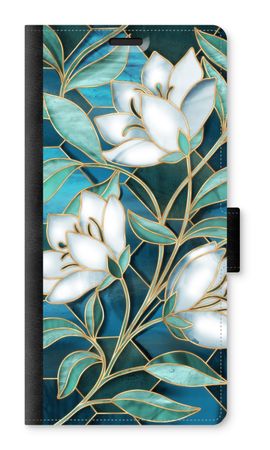 Blue stained glass flowers