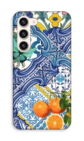 Blue tiles and oranges