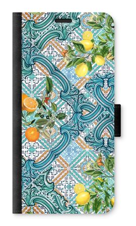Blue tiles, lemons and oranges