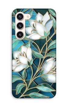 Blaue Glasmalerei Blumen